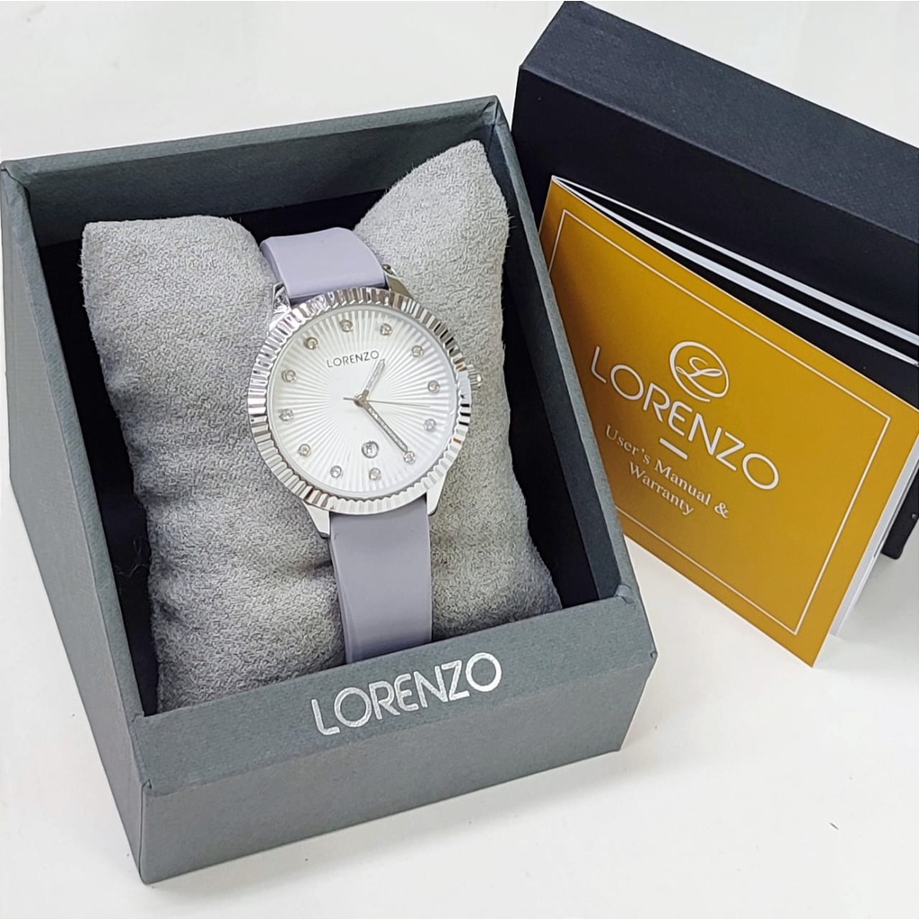 Grosiran Jam Tangan Wanita Lorenzo 36135BJ Analog Strap Rubber Tanggal Aktif Include Box Jam Tangan (COD)