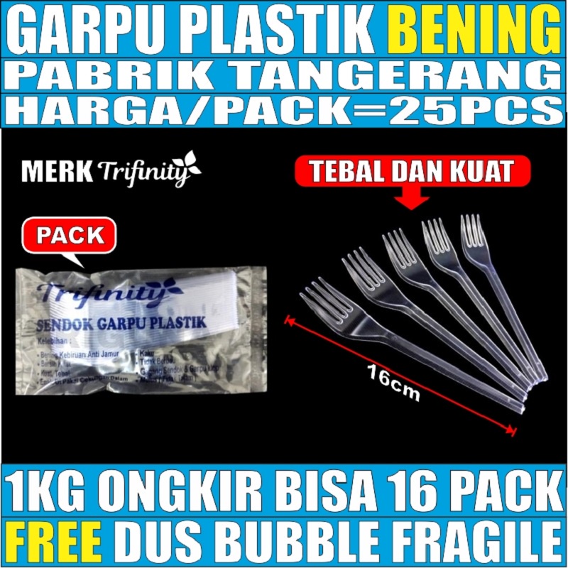 Sendok makan 16 cm kuat plastik 25pcs murah panjang bening per pack es kepal milo Trifinity