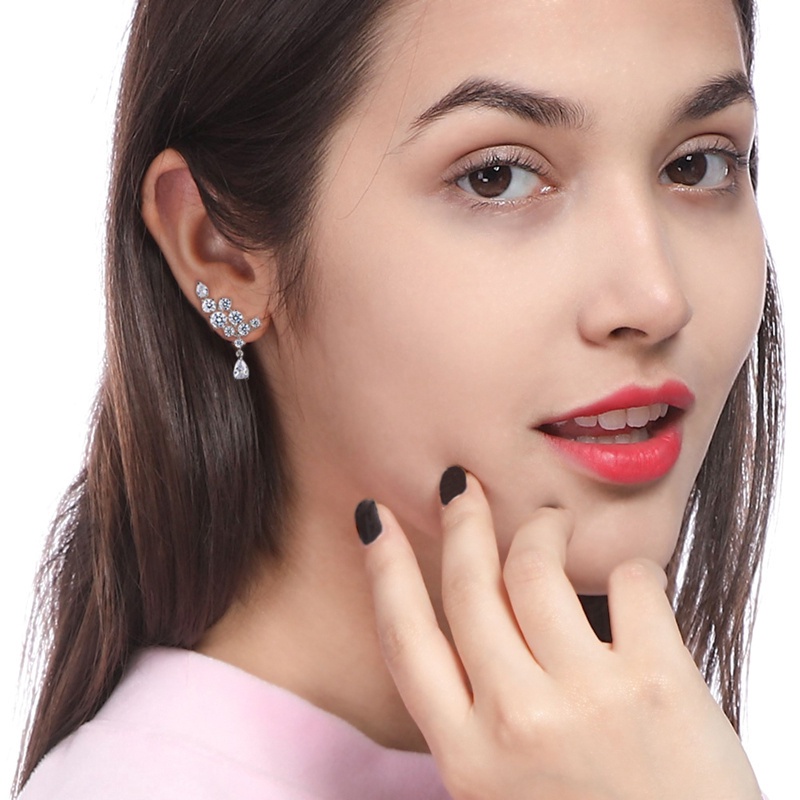 Fancyqube Anting Juntai Wanita Warna Silver Untuk Aksesoris Pesta Pernikahan