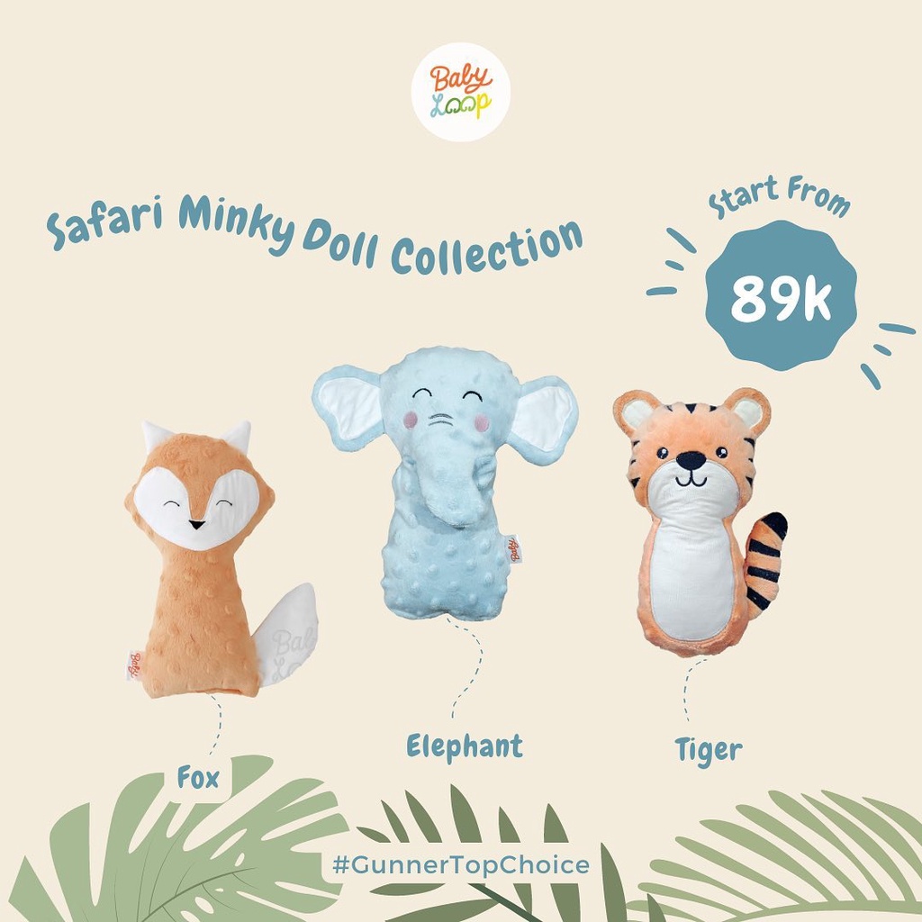 Baby Loop Minky Doll - Boneka BabyLoop Anak Bayi Balita Mink Toddler Soft Textured Cuddle Buddy Aksesoris Dekorasi Kamar Anak Lucu