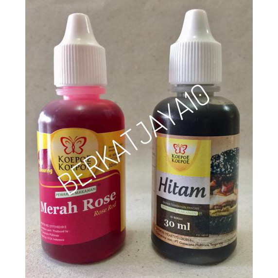 

Toko-Bahan-Kue- Pewarna Koepoe Koepoe Food Coloring Kupu Kupu Merah Rose / Pink Hitam -Terlengkap-