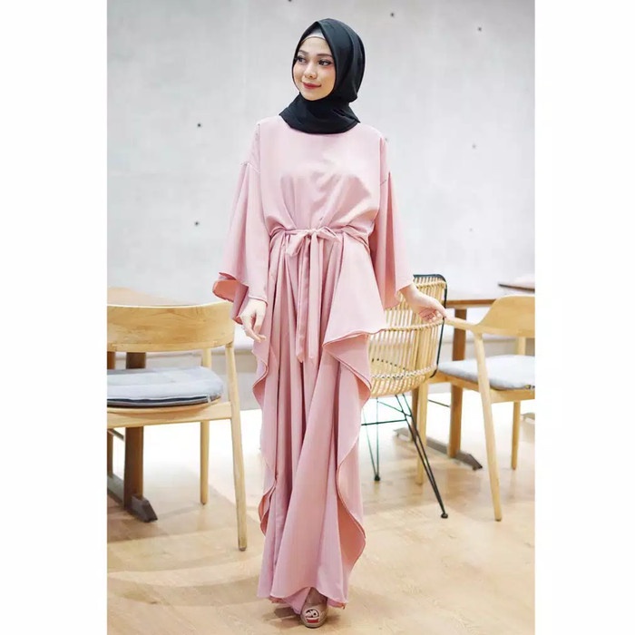 kaftan- dress muslim sakila kaftan busui polos - navy -kaftan.