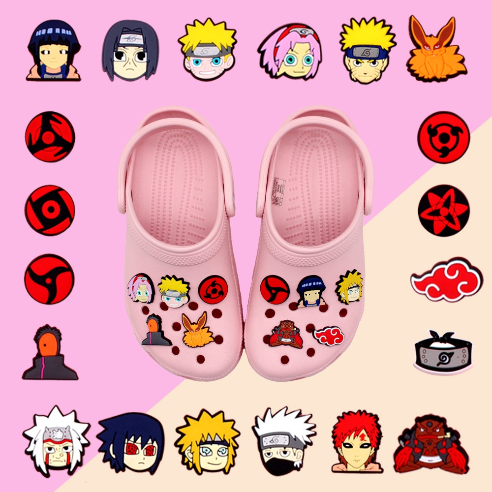 New Hot 1pcs crocs Sandal accessories Pin Naruto Motif Kartun anime Jibbitz gadis decorate shoe charms Hadiah  Bahan DIY untuk menghias sepatu