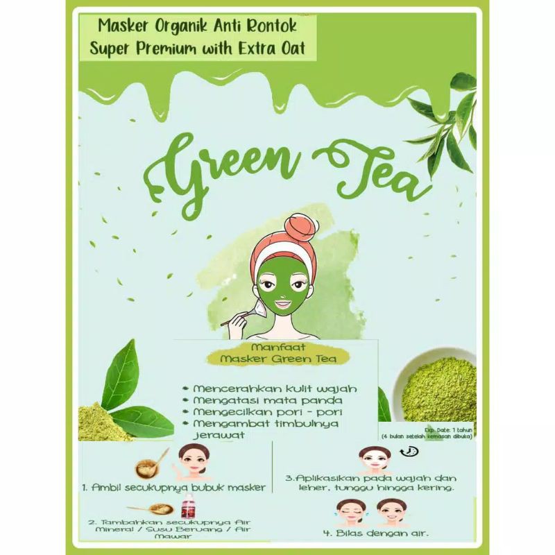 Masker Wajah Green Tea Anik Herbal Masker Kemasan 15 Gram Indonesia