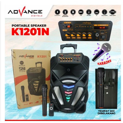 Speaker Advance K1201n Support Bluetooth usb Line aux radio 12 inch with mic