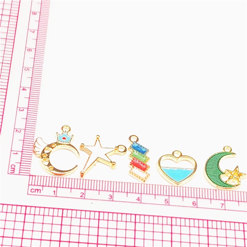 4pcs Liontin Gelang Anting Bentuk Bulan Bintang Bahan Alloy Charms