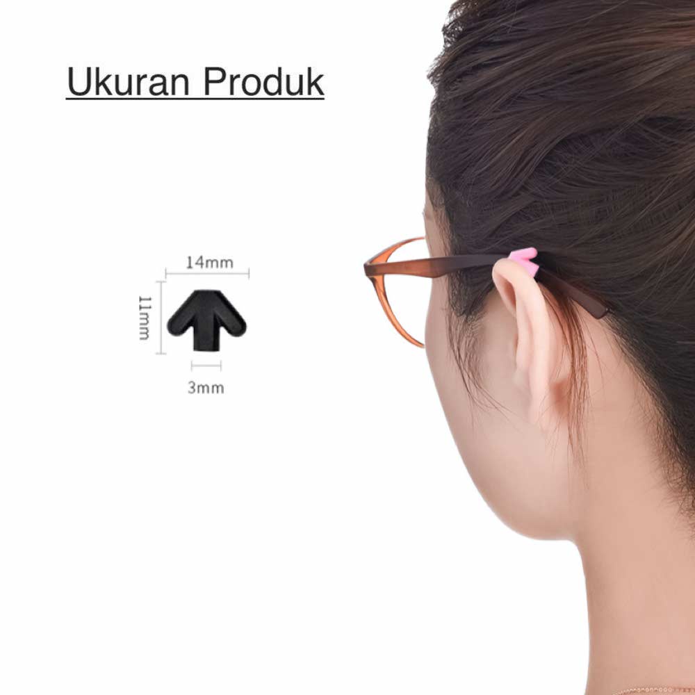 1 Pasang [ Biru Muda ] Pengait Kacamata Silikon - Anti Slip - Earhook Silicone - Penahan Hijab Style - KP8085