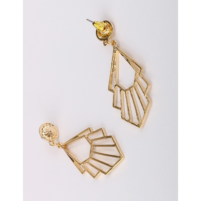 LRC Anting Tusuk Fashion Gold Hollow Metal Alloy Earrings F69806