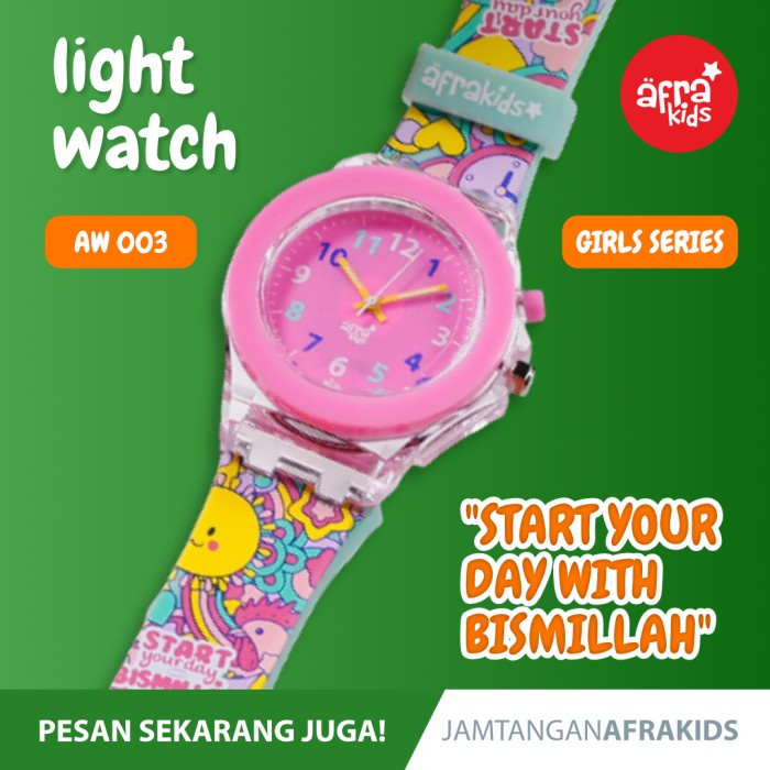 Ge204G4R Jam Tangan Anak Perempuan Analog Light Watch Anti Air Seiko Afra Kids - Merah Muda