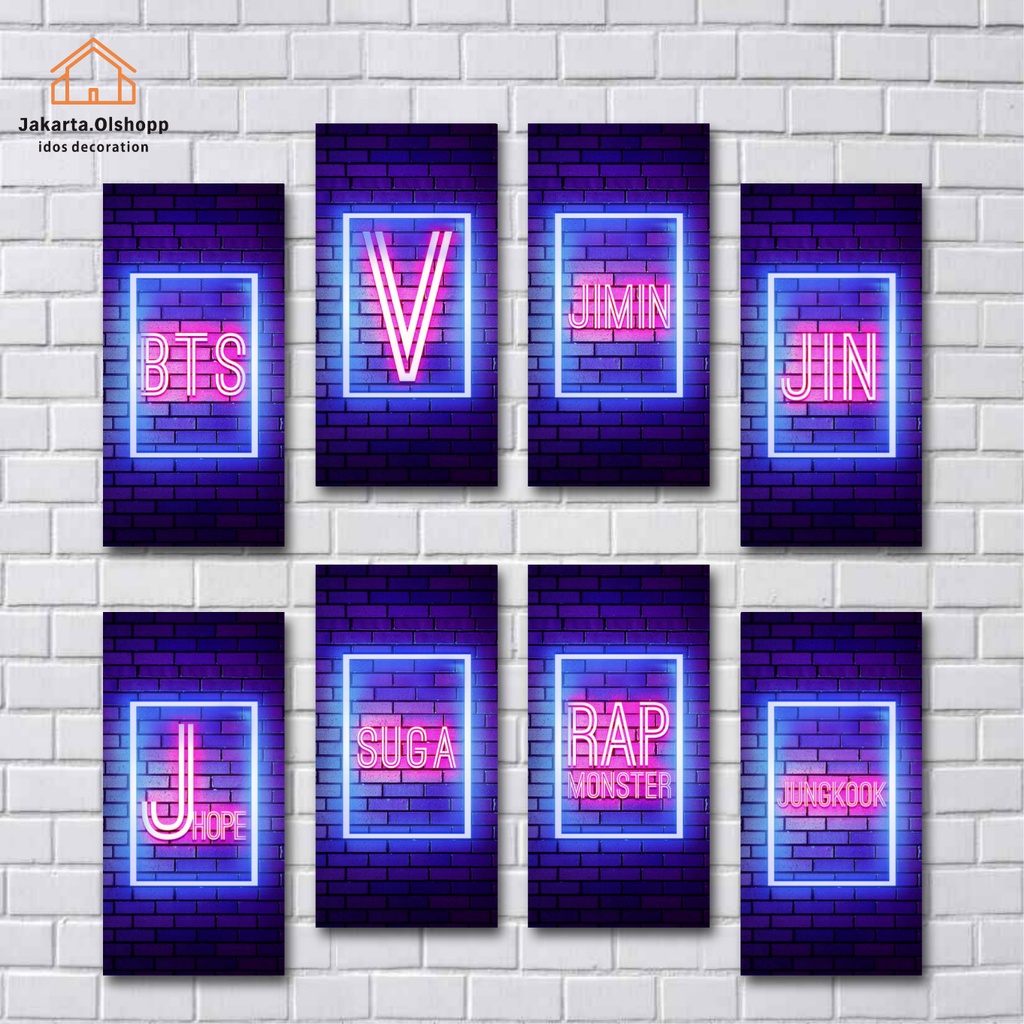 [COD] Poster Kayu BTS Glow Text / BTS Neon  Part 3/Hiasan dinding/Pajangan dinding/Walldecor/Army/Ba