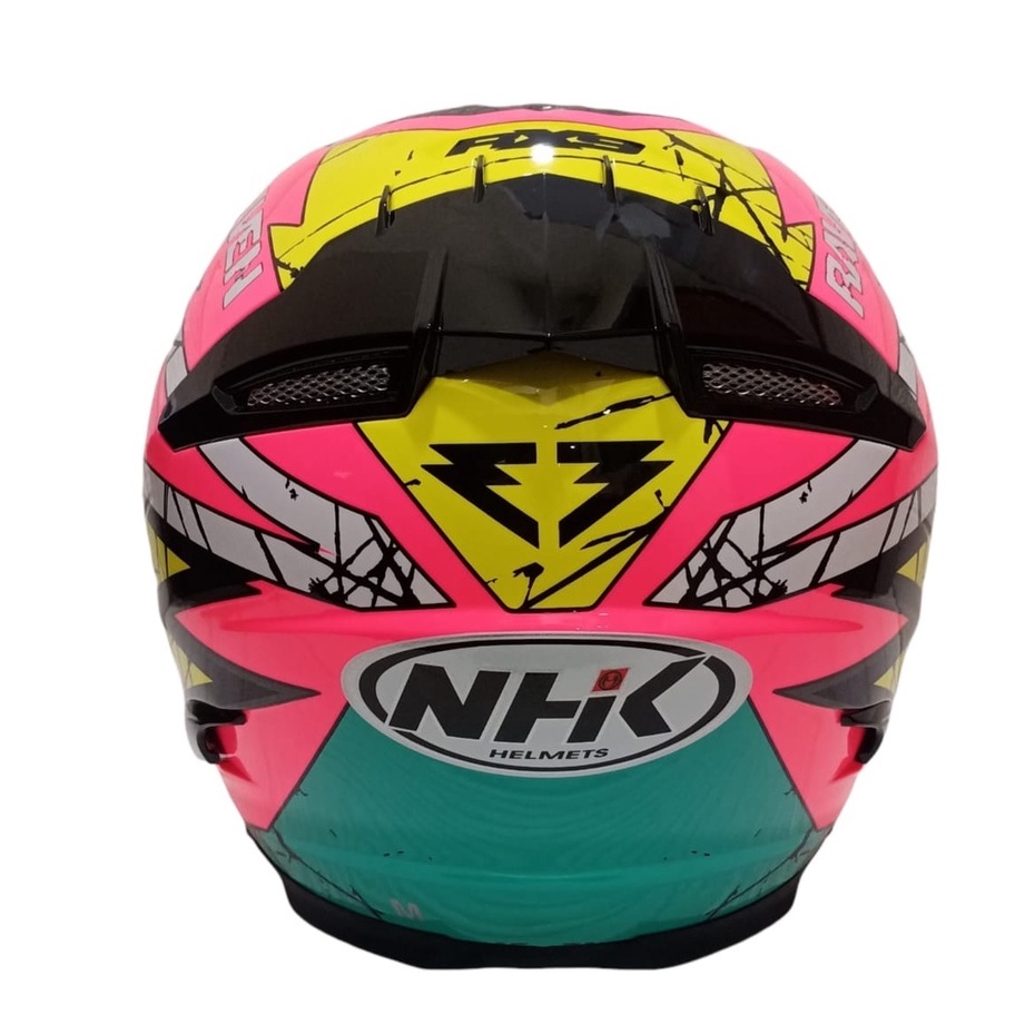 HELM NHK RX9 RACER X NINE RAVEN PINK FLO TOSCA YELLOW DOUBLE VISOR FULL FACE ORIGINAL SNI