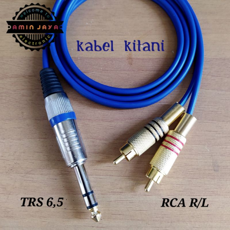 Kabel jack akai stereo to rca jack 2 ke 1 TRS 6,5 to rca kabel canare 5 meter