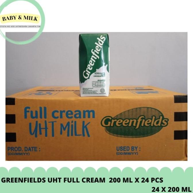 

(BISA COD) Greenfields UHT 200 ml isi 24 pcs Varian Coklat, Full Cream, Strawberr BERMUTU Kode 1192
