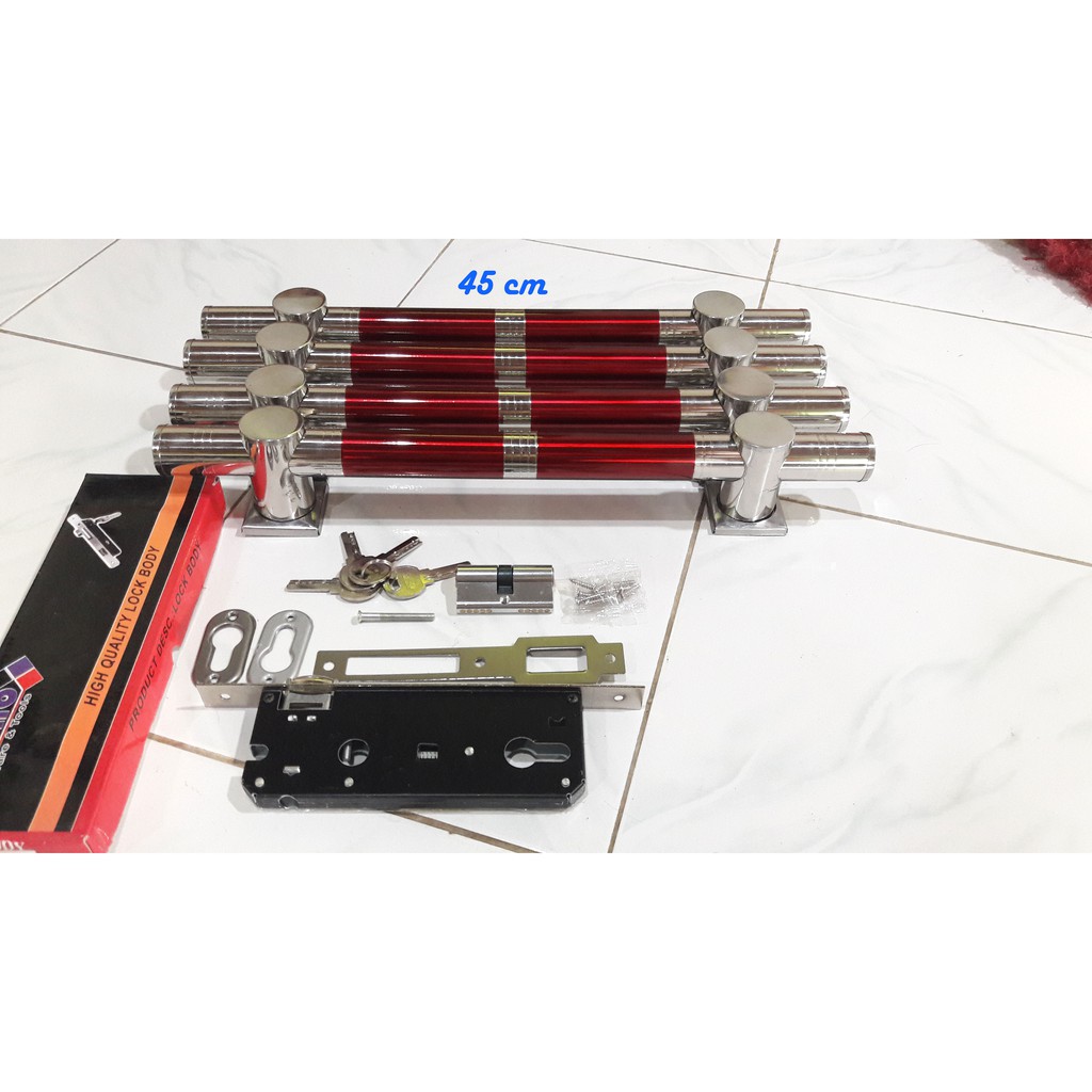 handle pintu murah 45 cm/ gagang pintu dan 1 Set body kunci