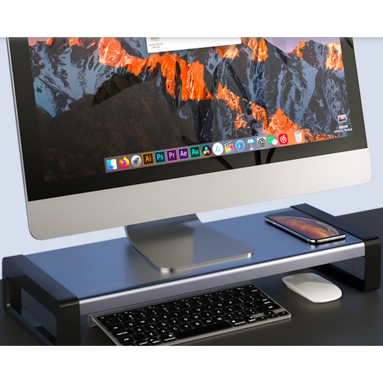 Monitor Stand orico aluminium Raise eye Hsq-02 - Table Meja Pc Aio i-mac Laptop