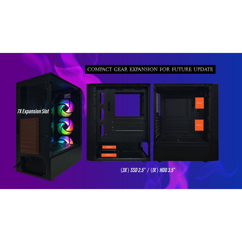 Casing Cube Gaming MIST + 3 Fan RGB Casing PC Gaming