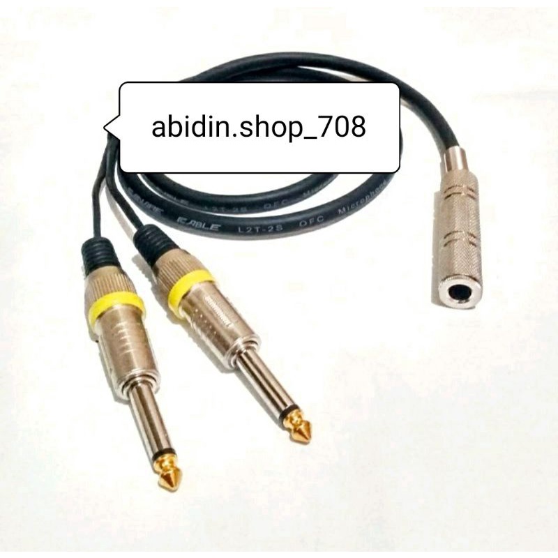 Kabel Akai mono 6.5mm Female To 2 Akai mono 6.5mm Male Cabang