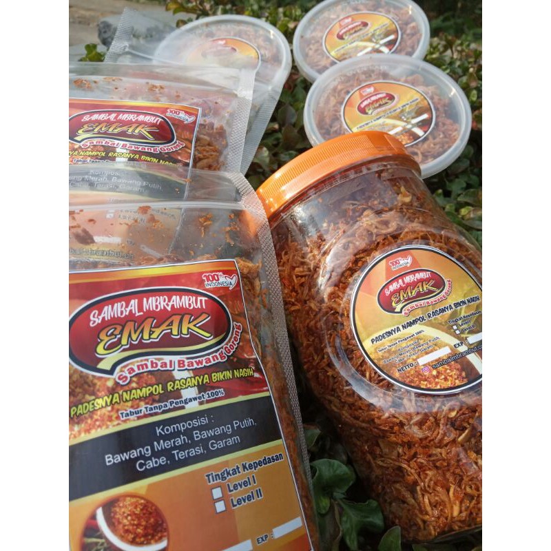 

sambal mbrambut/brambut.sambal bawang goreng kering 100gram cup.