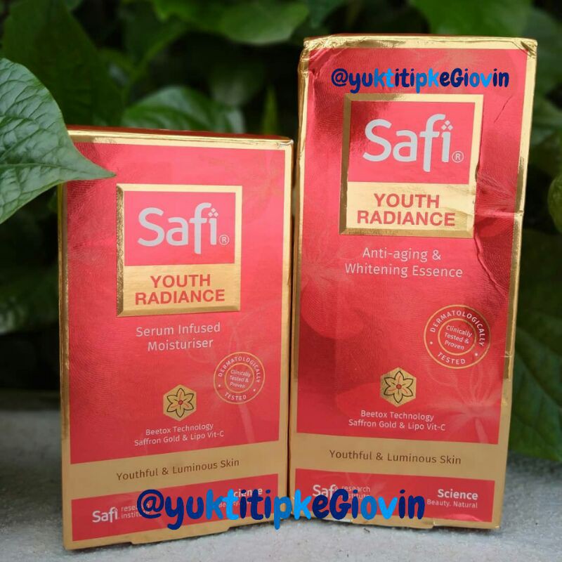 Paket Cream Pencerah Wajah (SAFI MALAYSIA)  | Safi Youth Radiance Serum 40gr & Gold Essence 35ml