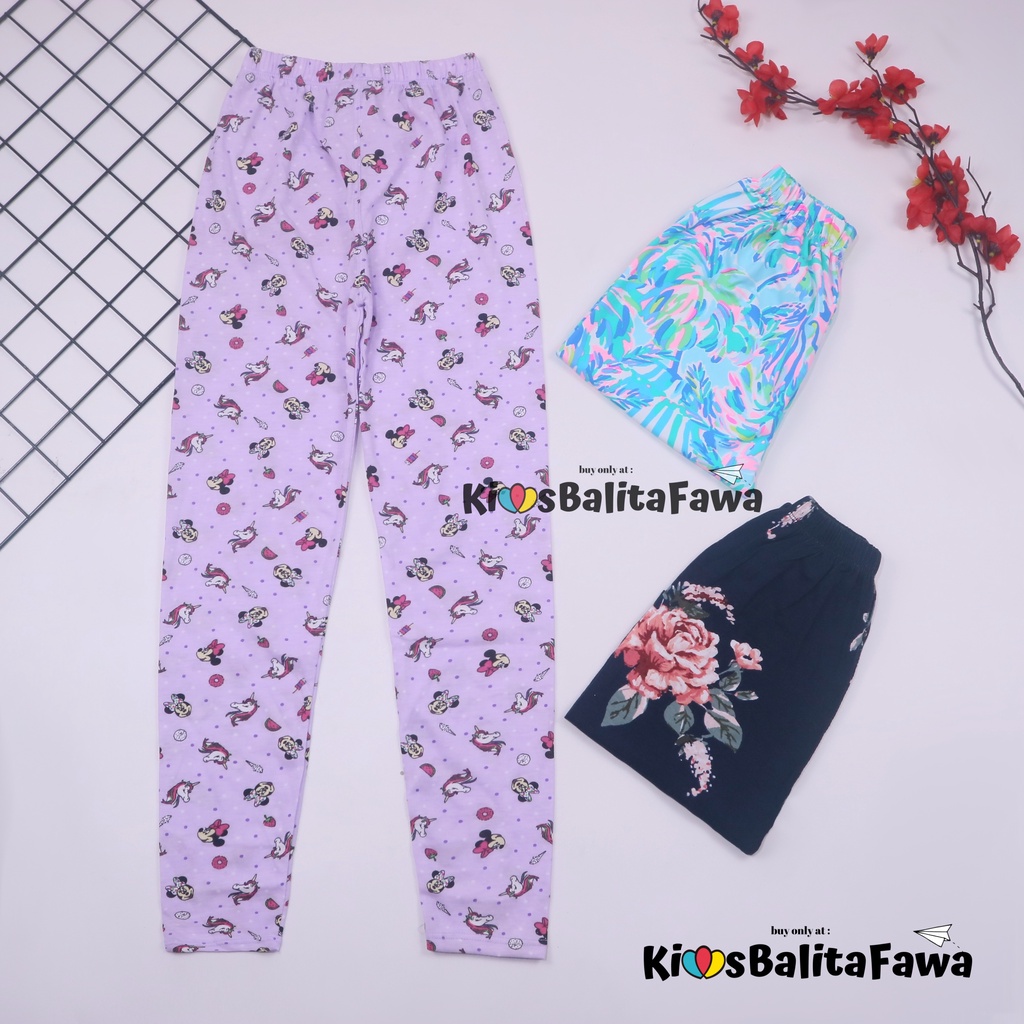 Legging Calvina uk 8-12 tahun / Leging Panjang Motif  Bahan Kaos Spandek Anak Perempuan Ketat Nyaman