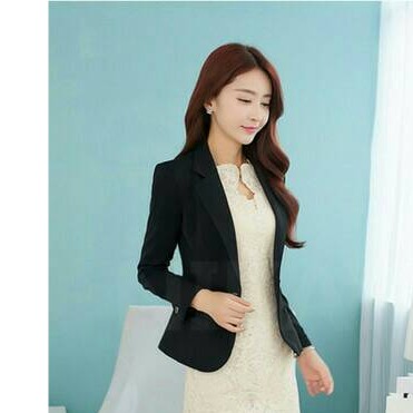 BLAZER WANITA CASUAL BLACK SLIMFIT HIGH QUALITY TWIST FULL FURING DALAM