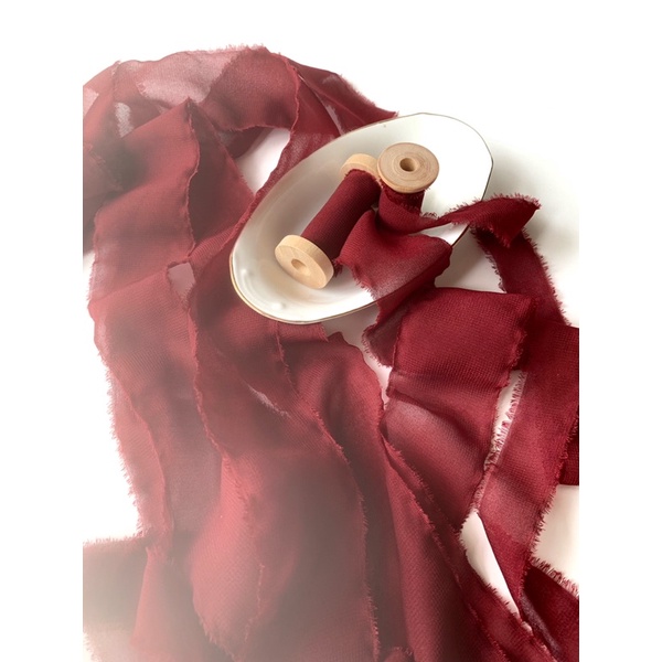 

Chiffon ribbon in Maroon / silk ribbon