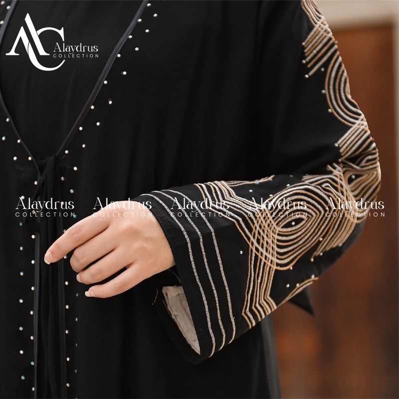 Abaya Bordir Hitam Gamis Saudi Bahan Jetblack Turkey Umroh Dubai 874