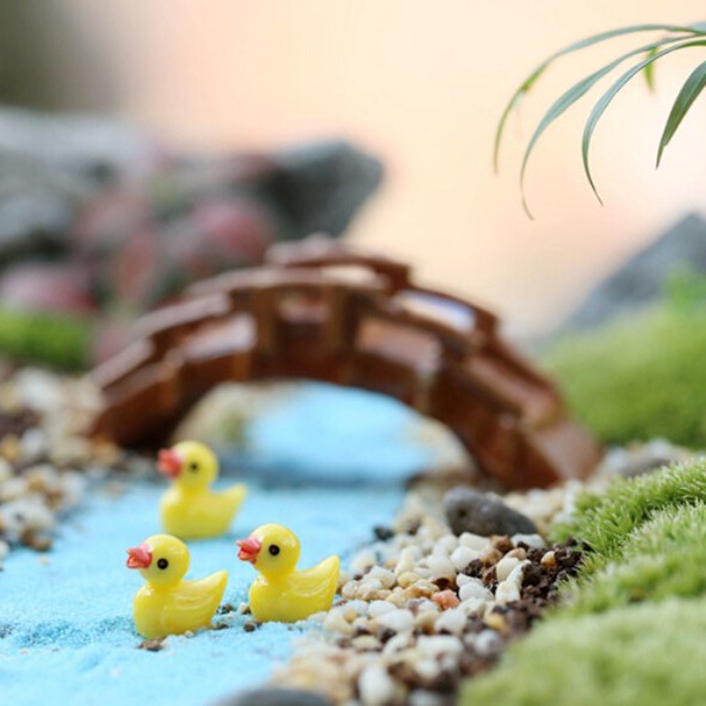 10pcs Miniatur Bebek Kuning Bahan Resin Untuk Dekorasi Taman Bonsai