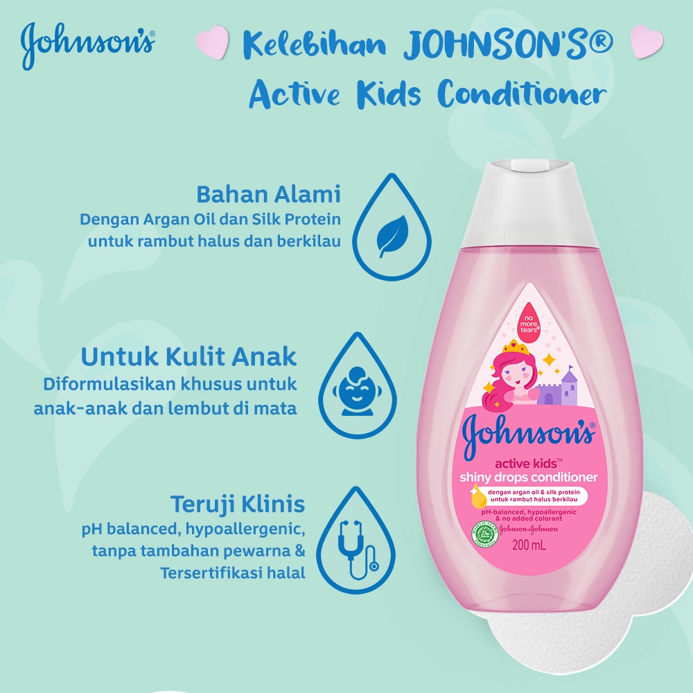 JOHNSON'S Active Kids Shiny Drops Conditioner- Kondisioner Anak-anak 200ml