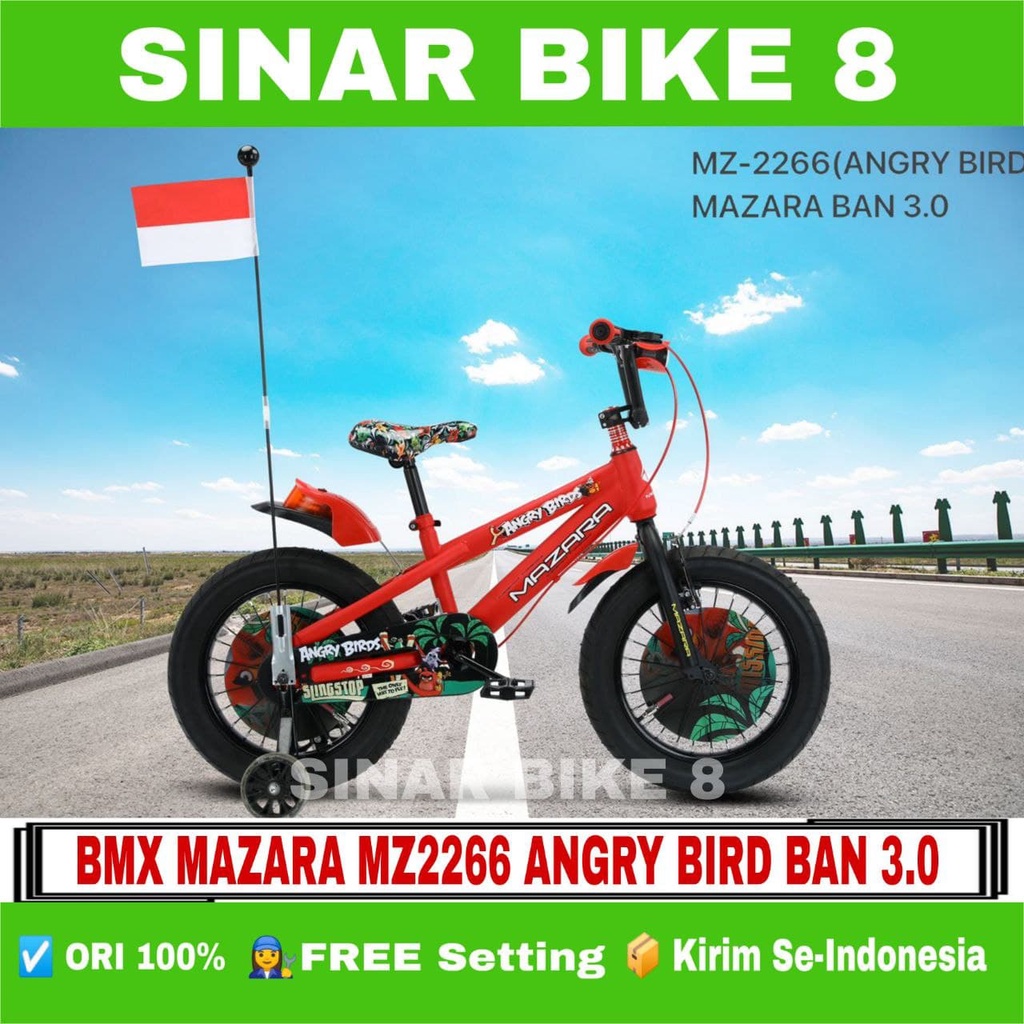 Sepeda Anak BMX Mazara ANGRY BIRD Ban Jumbo 3.0 Musik 16 18 Inch