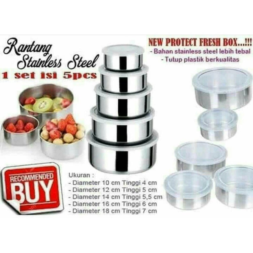 [ORIGINAL STAINLESS 100%] RANTANG STAINLESS STEEL ISI 5 RANTANG SUSUN MURAH FRESH BOX DAPUR