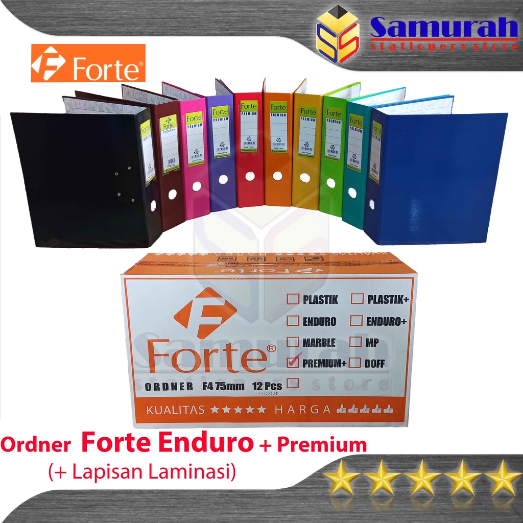 

Ordner Forte Premium Enduro + Laminasi Ukuran Folio / F4 Punggung 75 mm Warna Warni / Map File 2 Lubang / Bolong Besi Samping Dokumen / Berkas