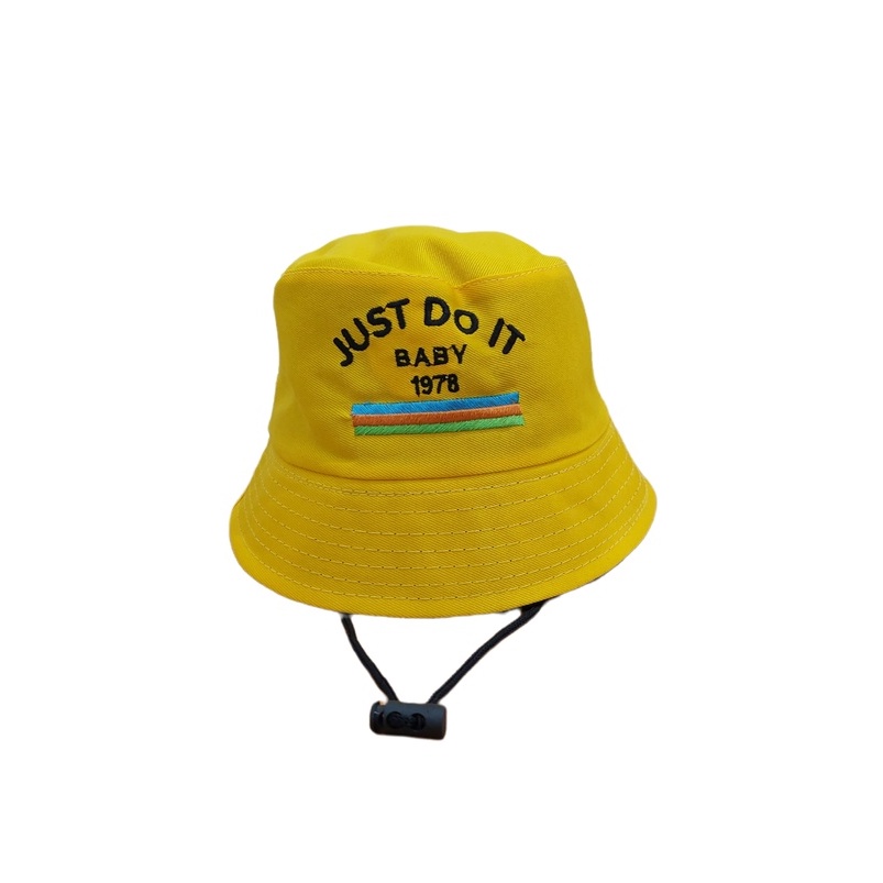 Bucket Hat Tali Anak Bordir Just Do It Usia 2-7 Tahun Laki Peremouan