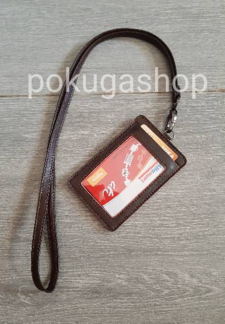 

Name tag kulit lanyard asli kulit / nametag kulit sapi asli model lanyard unisex coklat tua