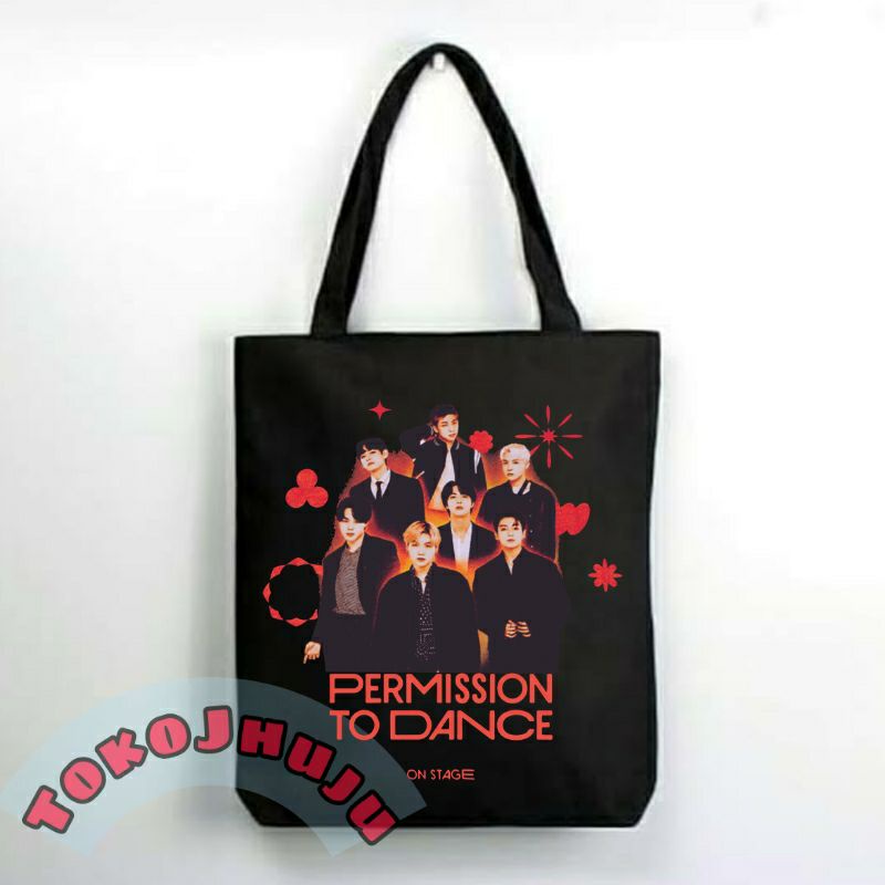 Totebag Zipper BTS Permission To Dance photo member print DTF