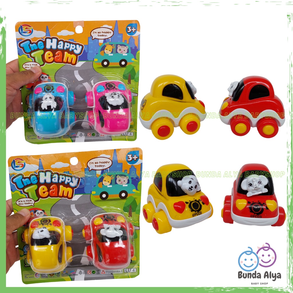 Mainan Anak Mobil - Mobilan Lucu Isi 2 Mainan Anak Mobil The Happy Team Mainan Mobil Pull Back Warna Warni