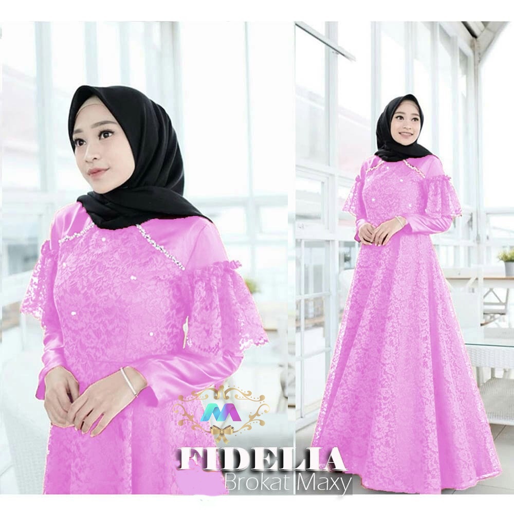 MAXI FIDELIA BRUKAT LD102 / GAMIS MAXY FIDELIA VELVET KOMBI BRUKAT FURING MUTIARA ASLI TEMBAK