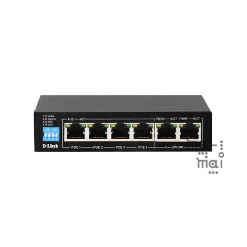 D-Link Switch DGS-F1006P-E 250M 6-Port 1000Mbps Switch with 4 PoE Port