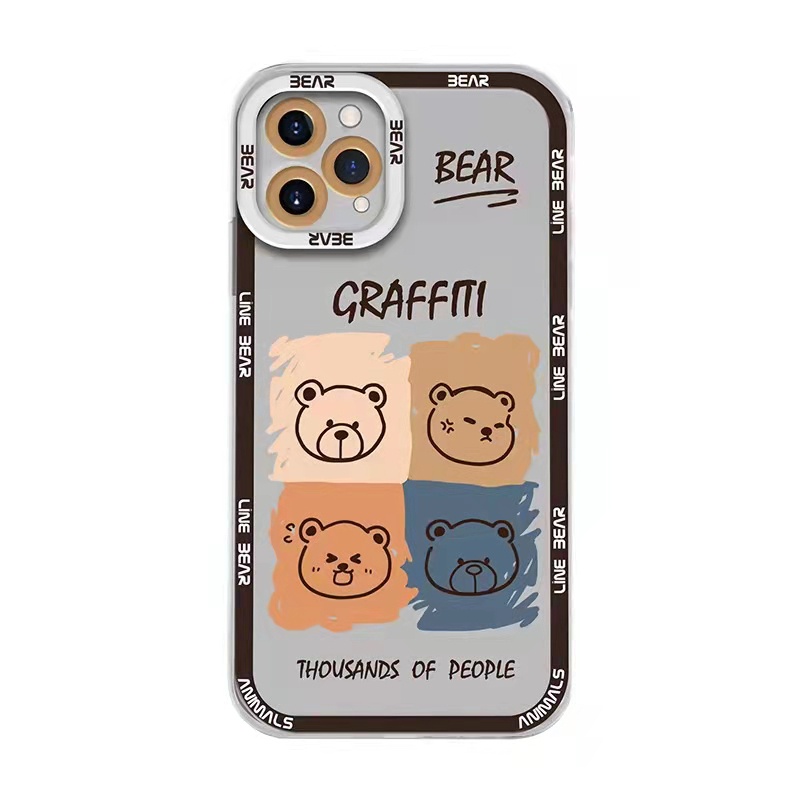 Soft Case Tpu Transparan Motif Kartun Beruang 13 13pro 13prm Cover iPhone 11 7Plus 8Plus Xr XS 13 12pro Max