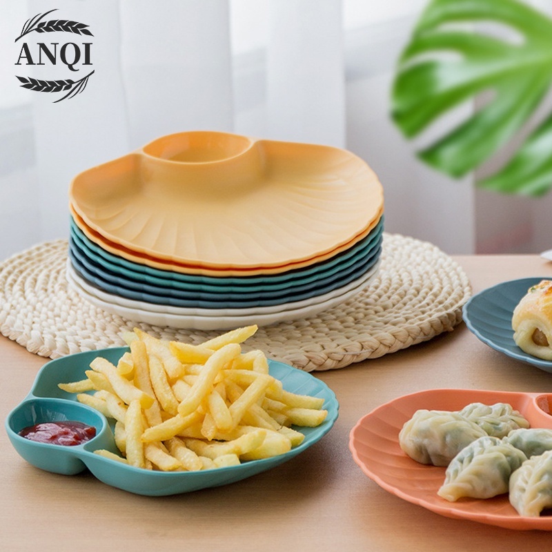 ANQI 1888 Piring Kerang Shell Plate Kue Roti 2in1 Tempat Saos Kecap VS-90