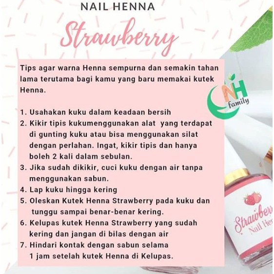 [ RED ] Kutek HENNA | Kutek Halal Wudhu Friendly Sah Sholat | Strawberry Nail Henna NHS