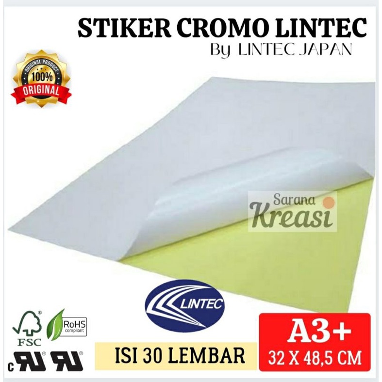 

Stiker Cromo Glossy A3+ LINTEC - isi 30 Lembar - Adhensive Labeling Paper