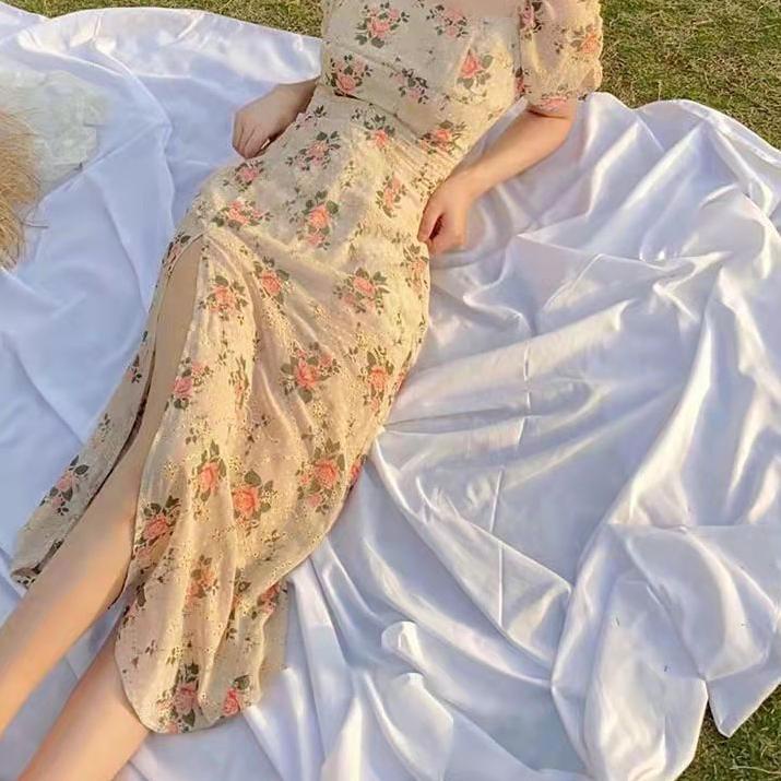 dress bunga/dress bunga korea/dress floral korea/dress wanita bunga/dress floral vintage/DRESS