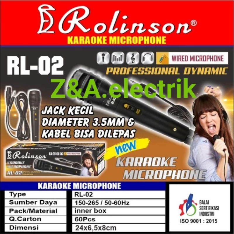 Microphone Karaoke Rolinson RL-02 Colokan Kecil