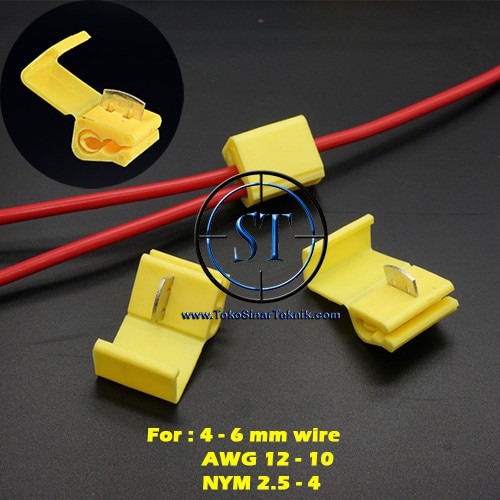YELLOW Quick Wire Connector 2 to 1 Terminal Block Kabel 1-2 Scotch Konektor Kabel Jepit Awg Cable Serabut Kawat