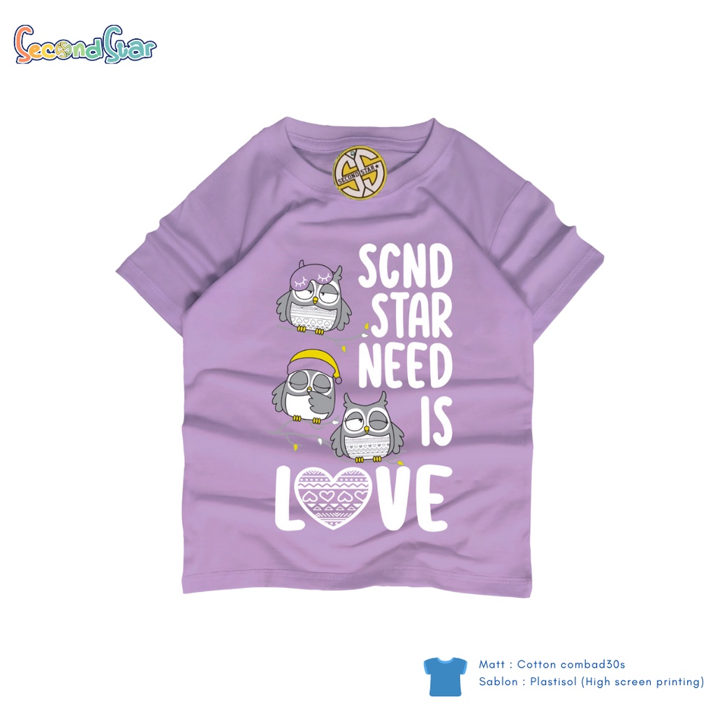 Second Star baju anak perempuan  Kaos oblong 1 - 12 tahun warna ungu lilac