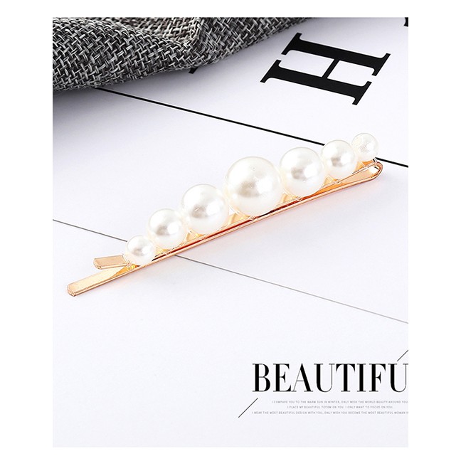 LRC Jepit Rambut Fashion Gold Smiley Love Small Pearl Hairpin Set Y61873