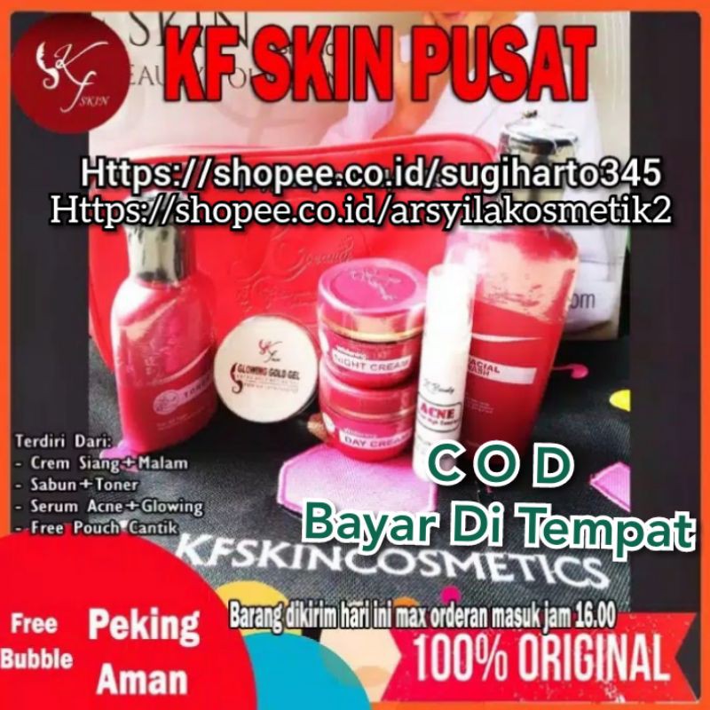 HEMAT Paket ACNE GLOWIng(paket basic+serum Acne+Glowing Gold) LC BEAUTY CREAM KF SKIN CARE KFSKIN