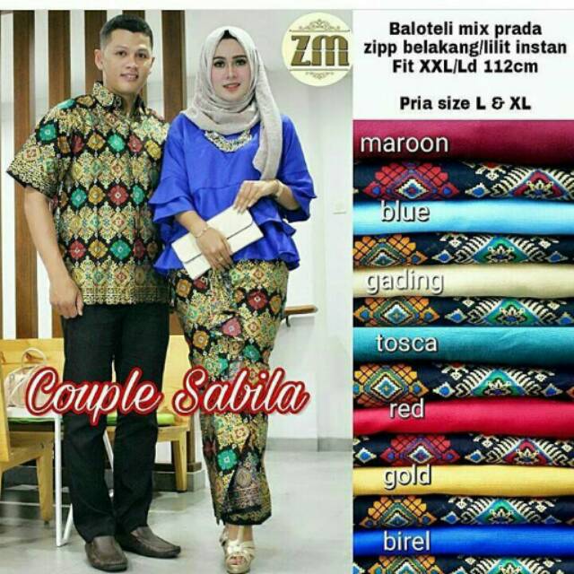 Baju batik couple model rok instan lilit dan blus terompet