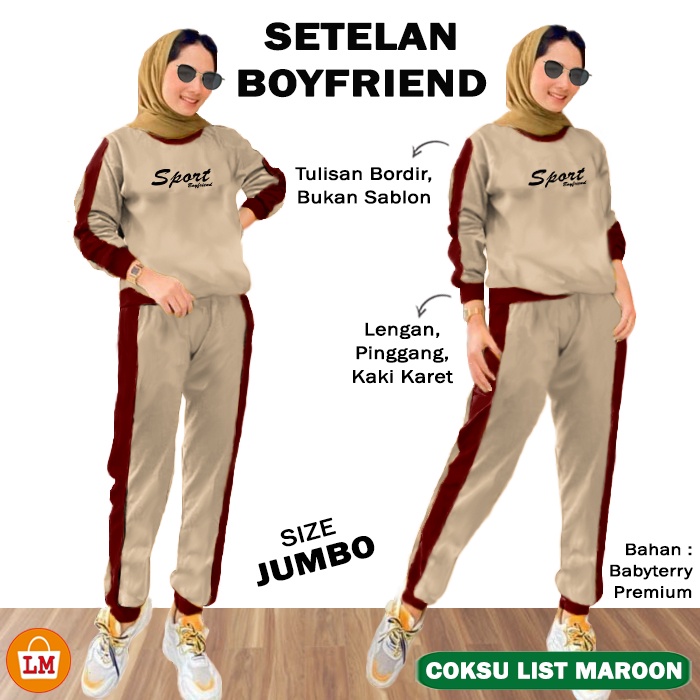 TERMURAH TERLARIS SETELAN TRAINING SPORT BOYFRIEND XL XXL / BAJU OLAHRAGA WANITA / STELAN SENAM WANITA / TRAINING WANITA MUSLIM LMS 28362-28366